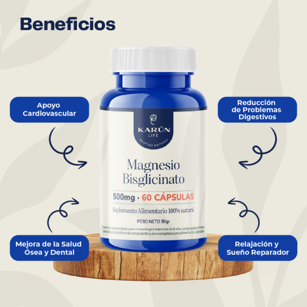 Bisglicinato de Magnesio 500 Mg 60 Cápsulas - Imagen 3